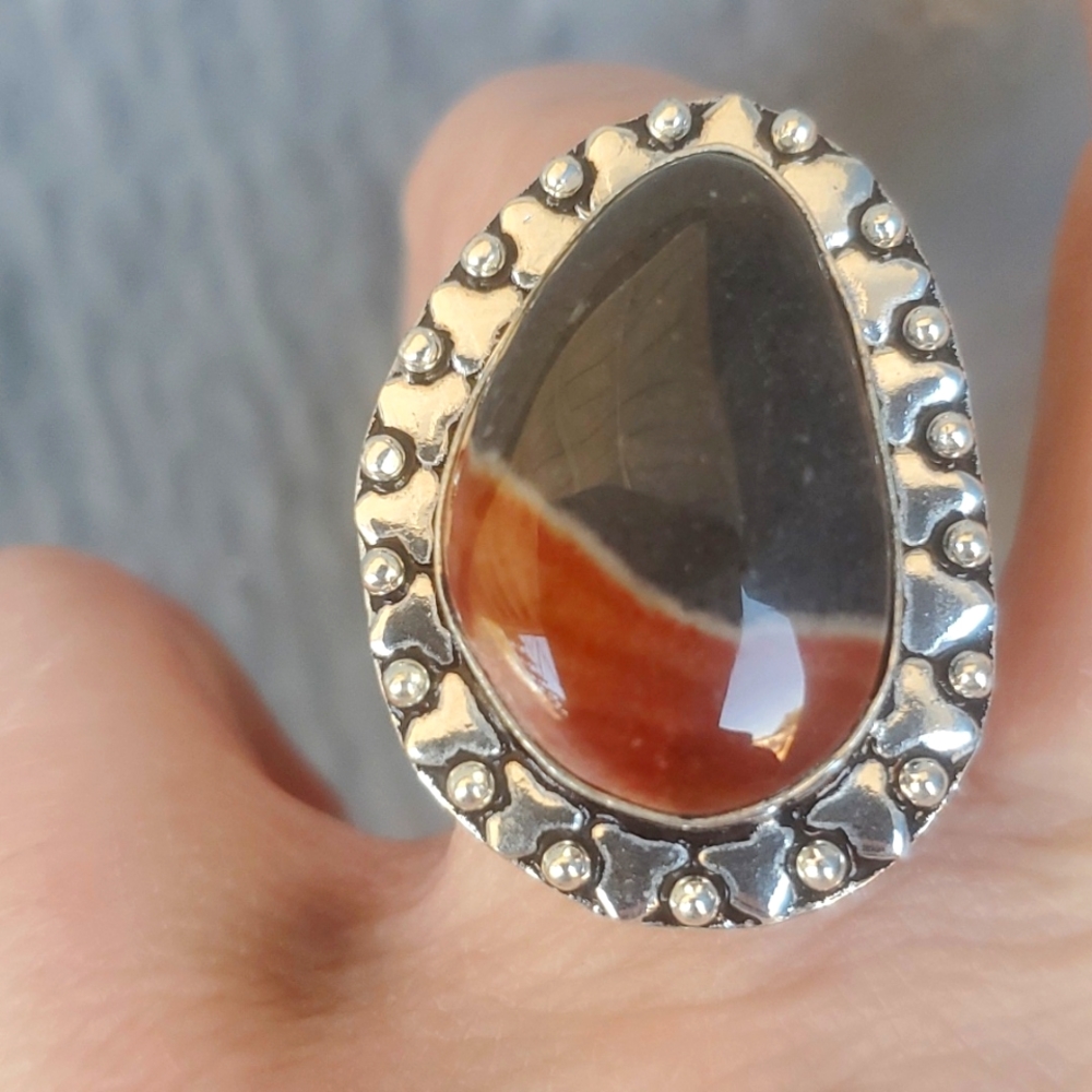 New Imperial Jasper 925 Silver Ring.